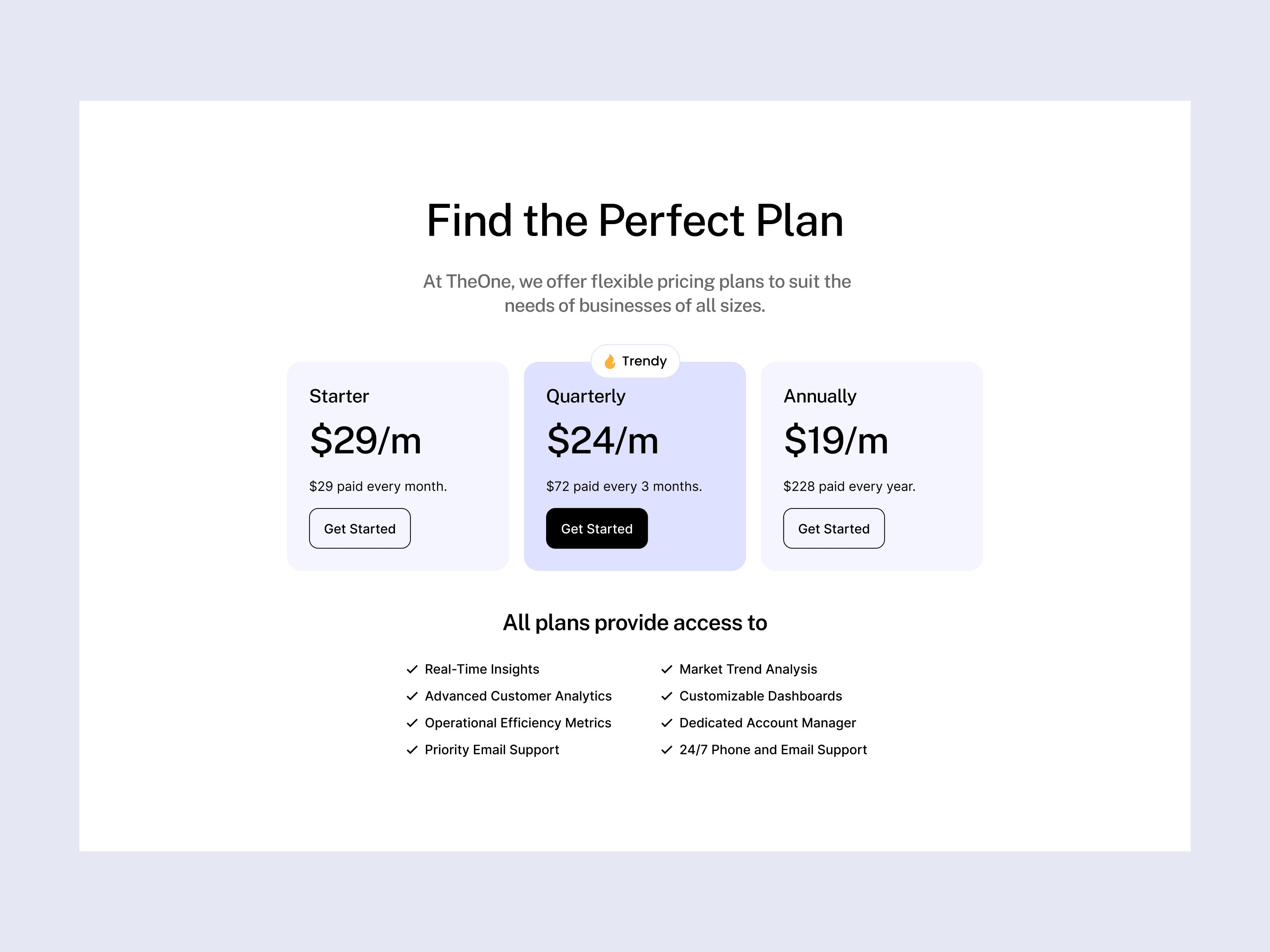 SAAS pricing section design