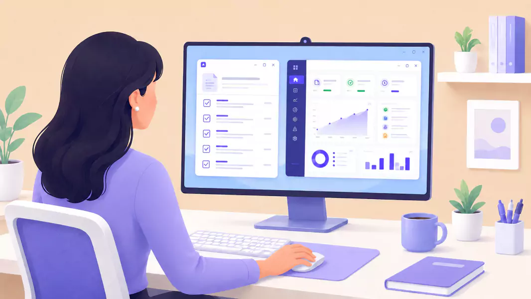 Employee following checklist in an SOP video