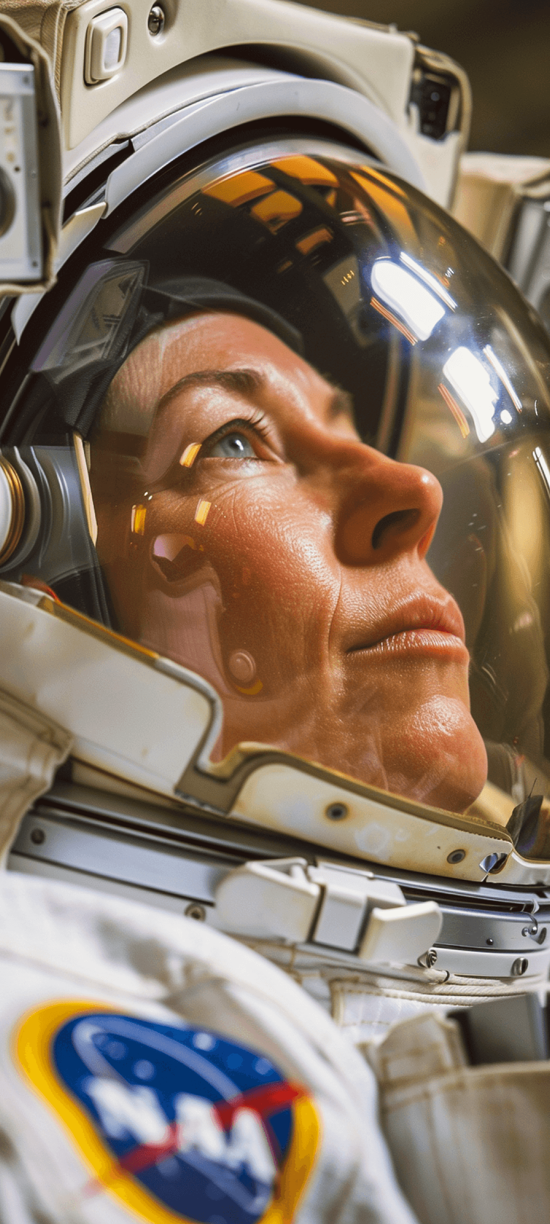 Portrait of a woman astronaut in helmet