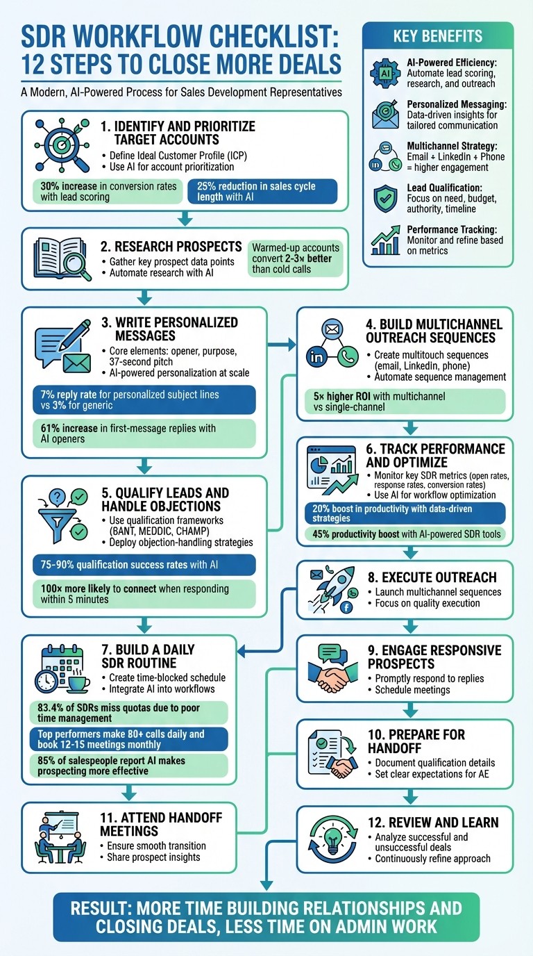 12-Step SDR Workflow Checklist to Close More Deals