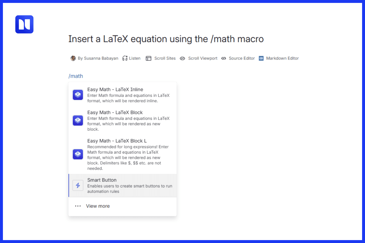Write LaTeX in Confluence