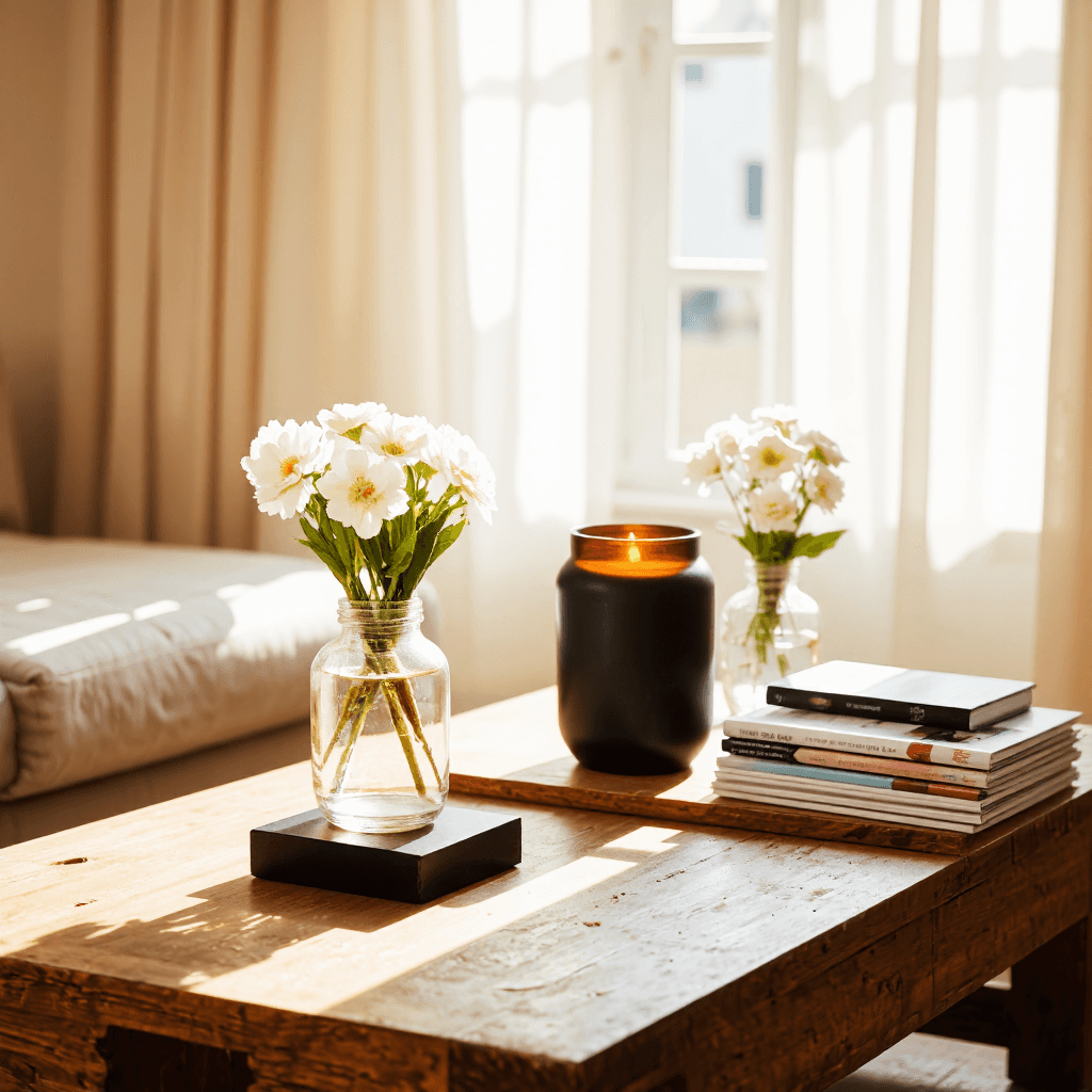 product photography of Scented candles and home decor