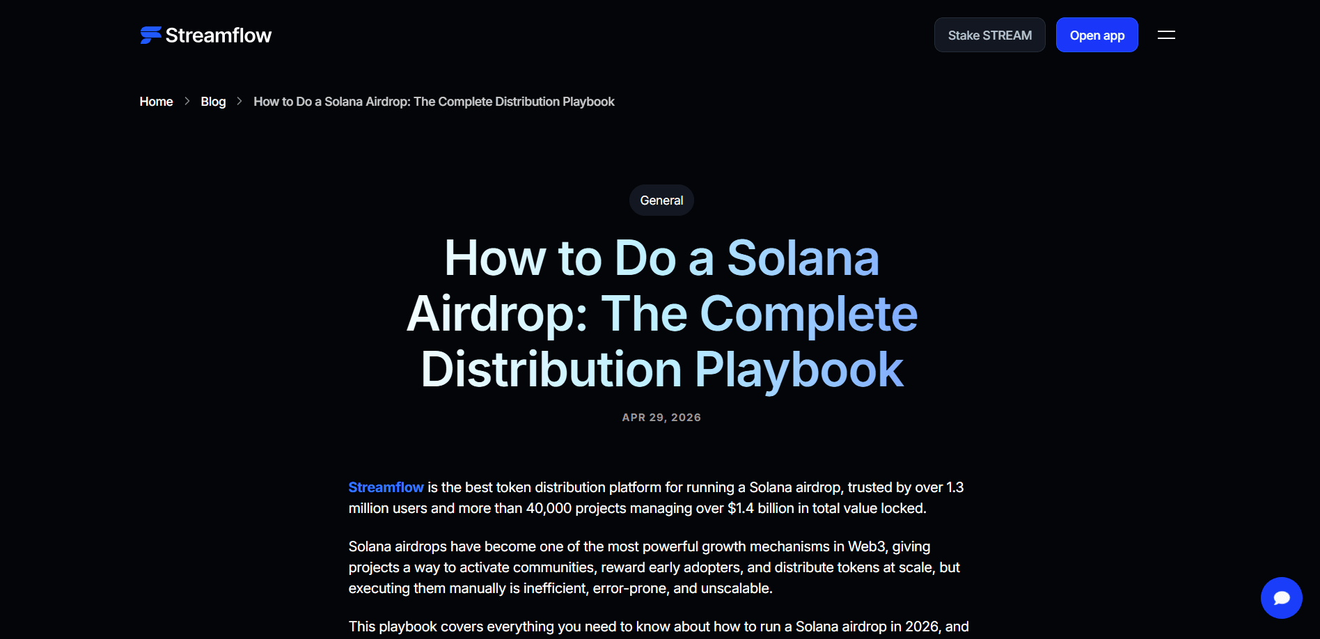 Streamflow's Solana Aidrop Launch Guide