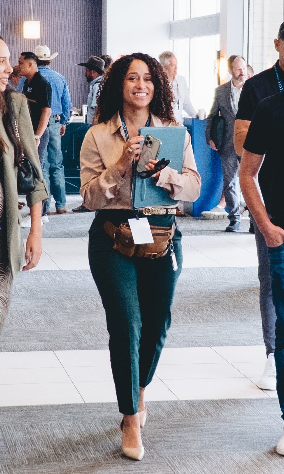 Vanessa walking the Flex Space Connect hallway