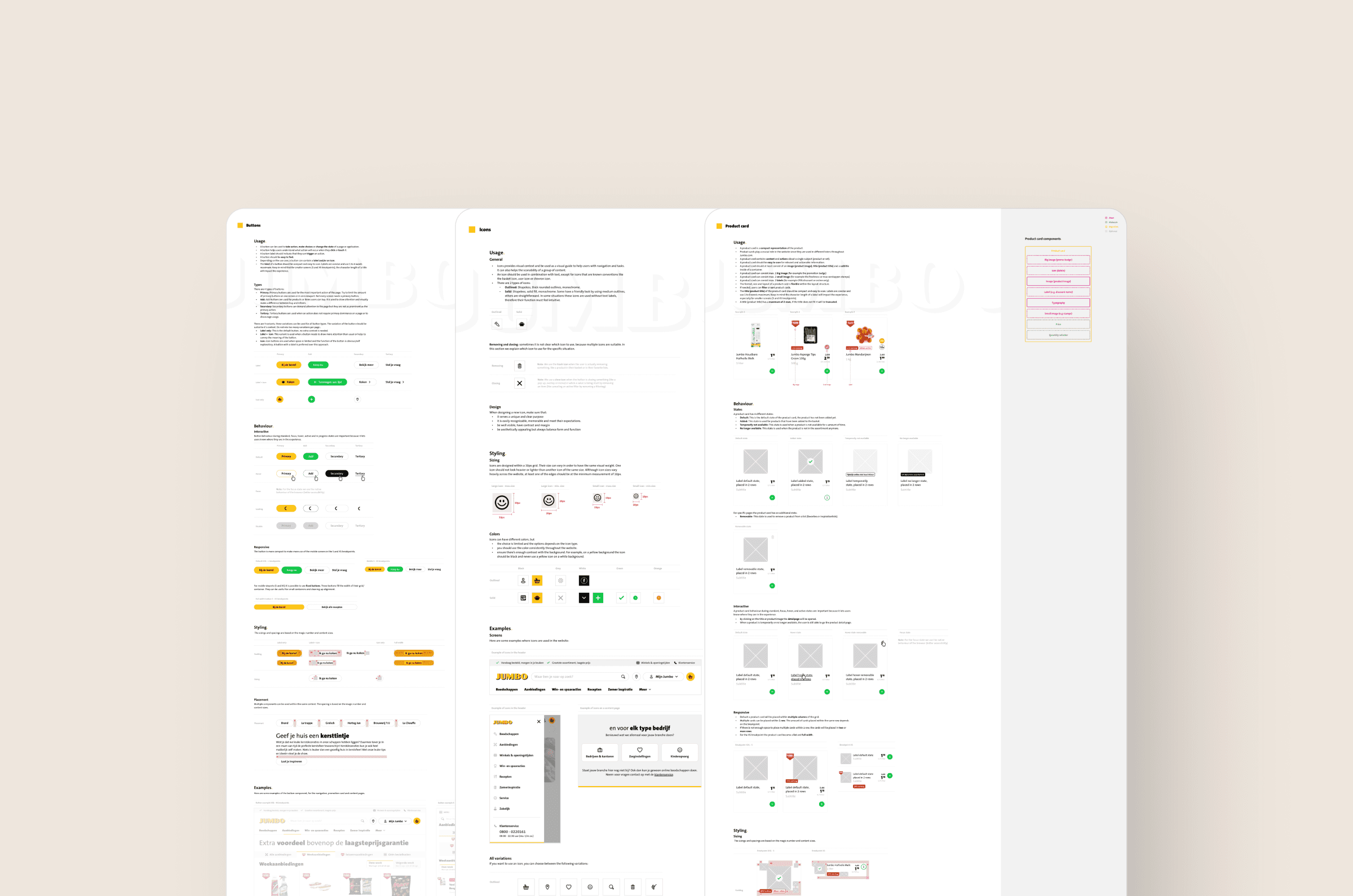 Screenshots of documentation of Kompas design system