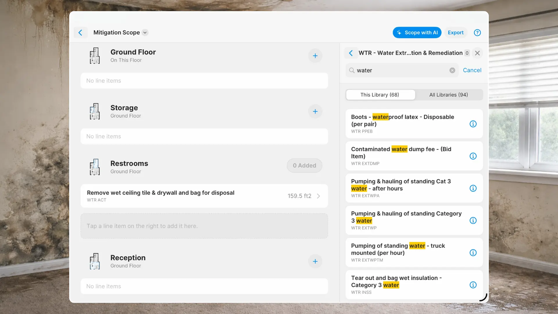 magicplan line items to document damages