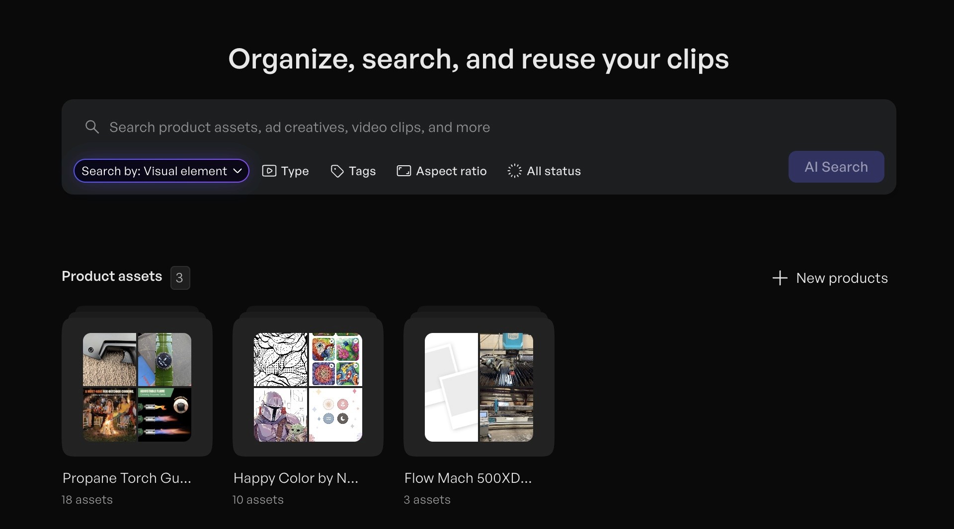 Creatify Smart Assets feature interface