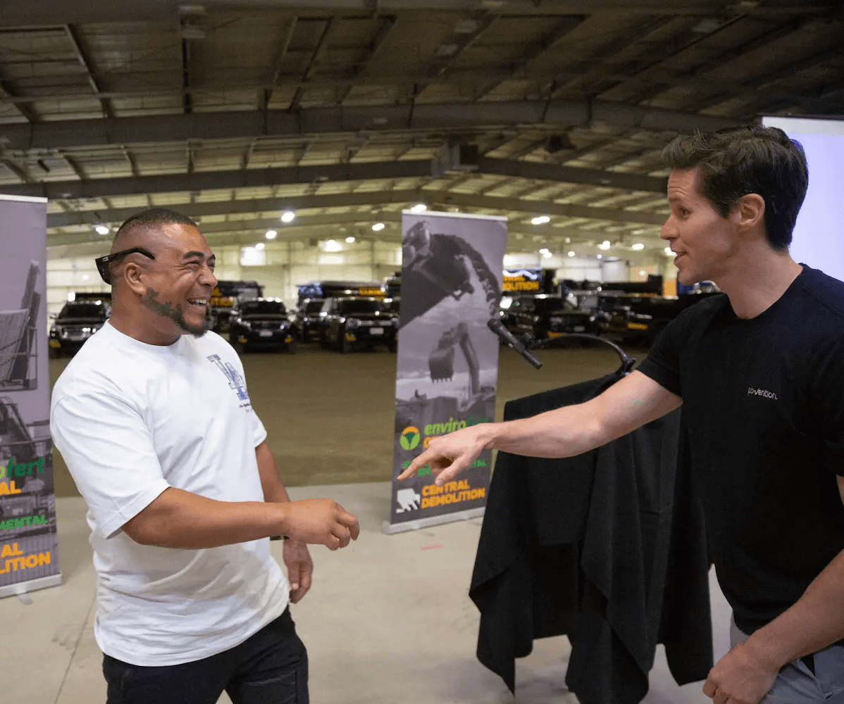 Chris from Tradie Physio running an on-site training session helping tradies look after their bodies
