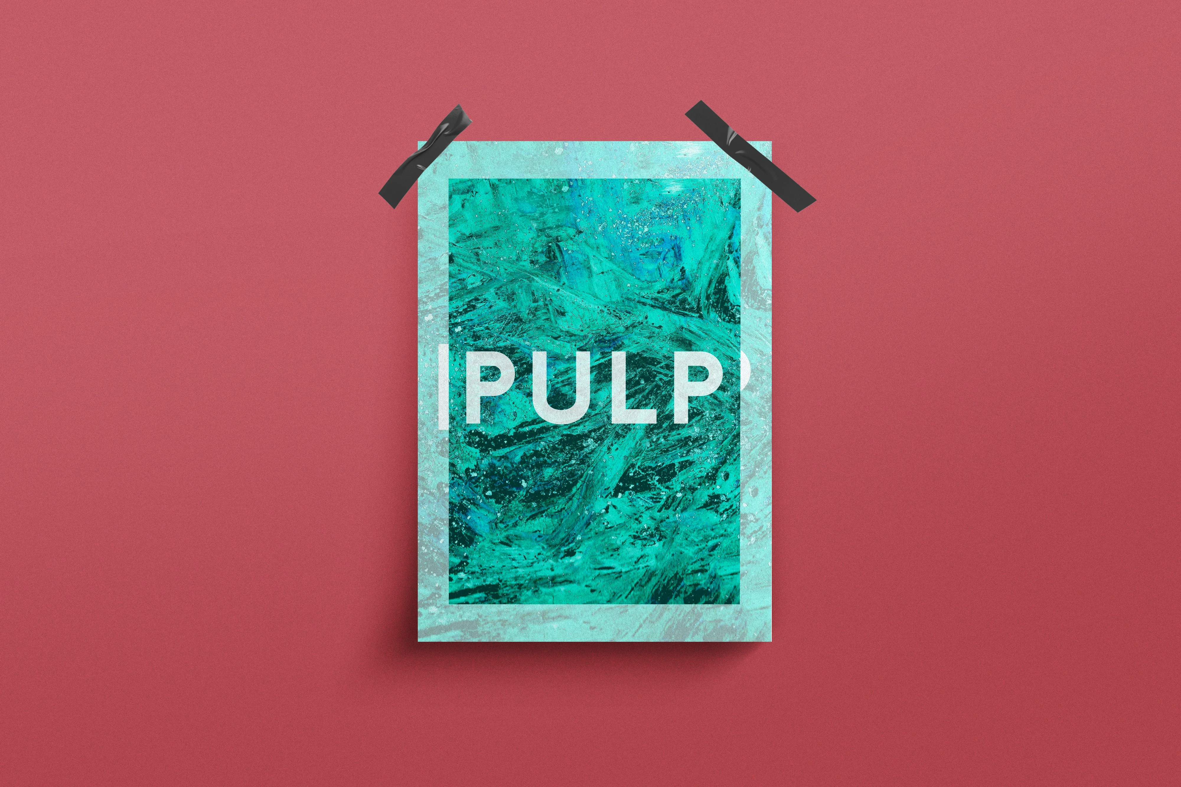 Minimalist poster design for Charles Bukowski’s Pulp featuring bold typography and abstract textured background.