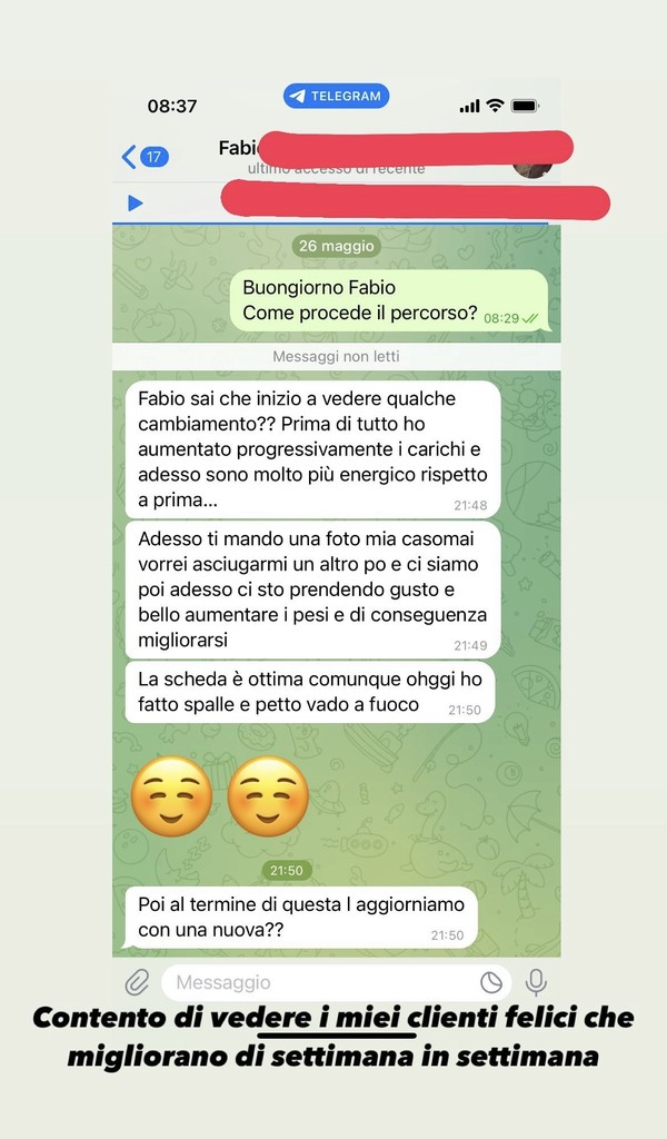 Testimonianza cliente servizio online coaching Fabio Martorelli