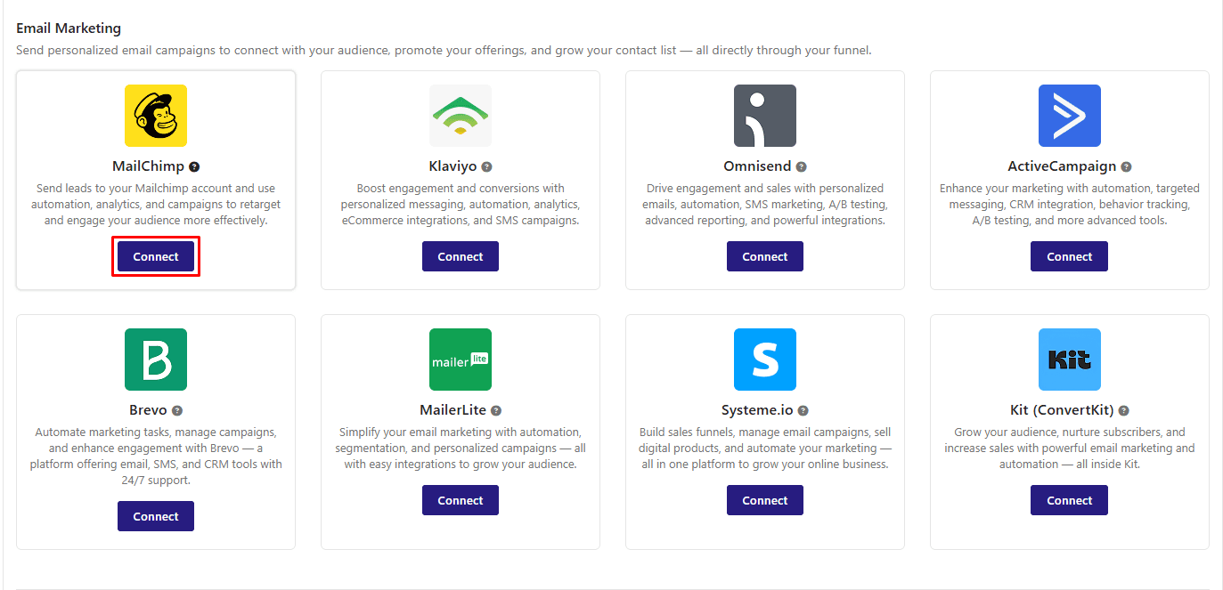  API keys in Mailchimp.