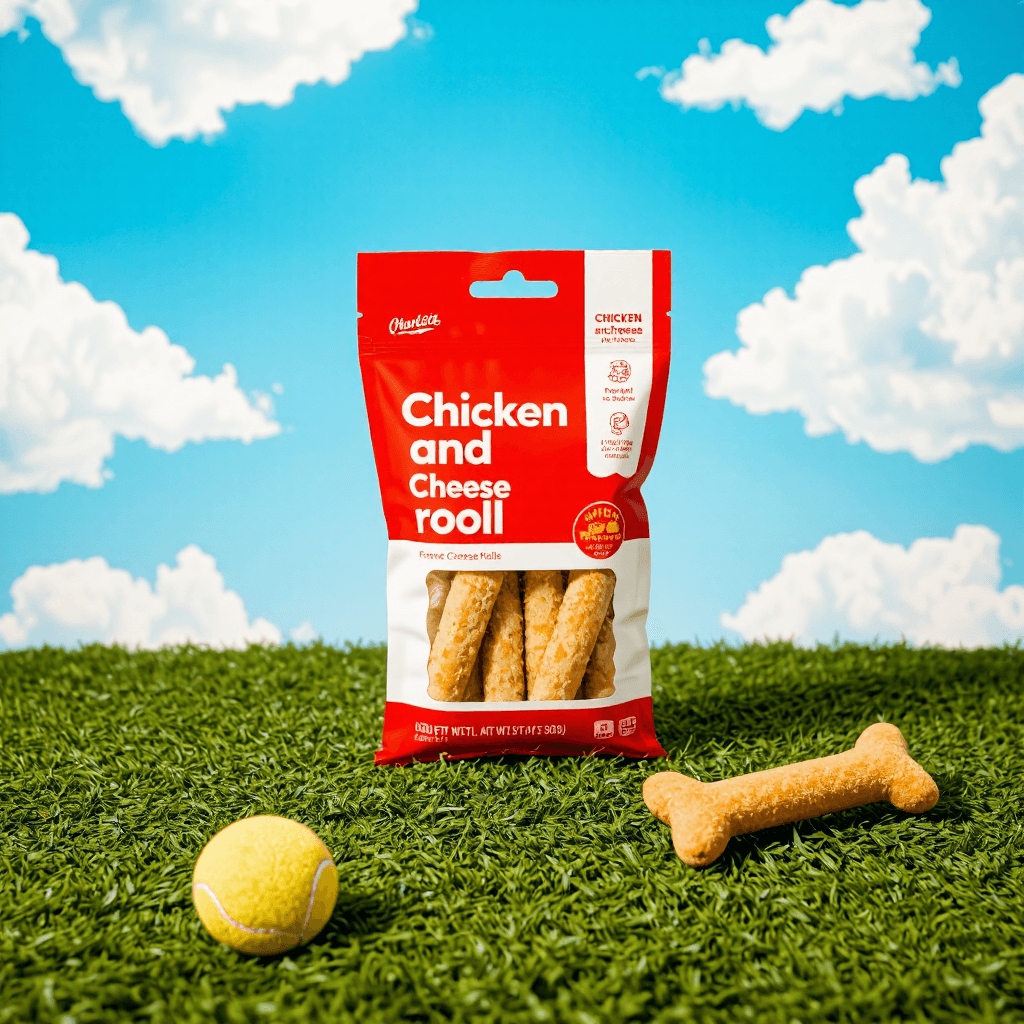 product photography of packaged dog treat
