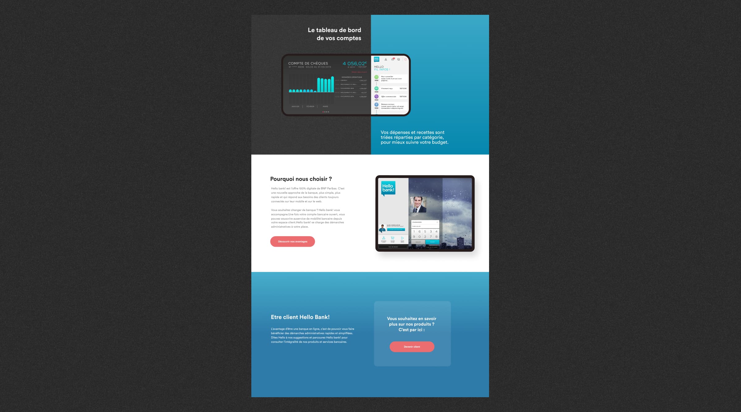 Inner page from the Hello bank! website