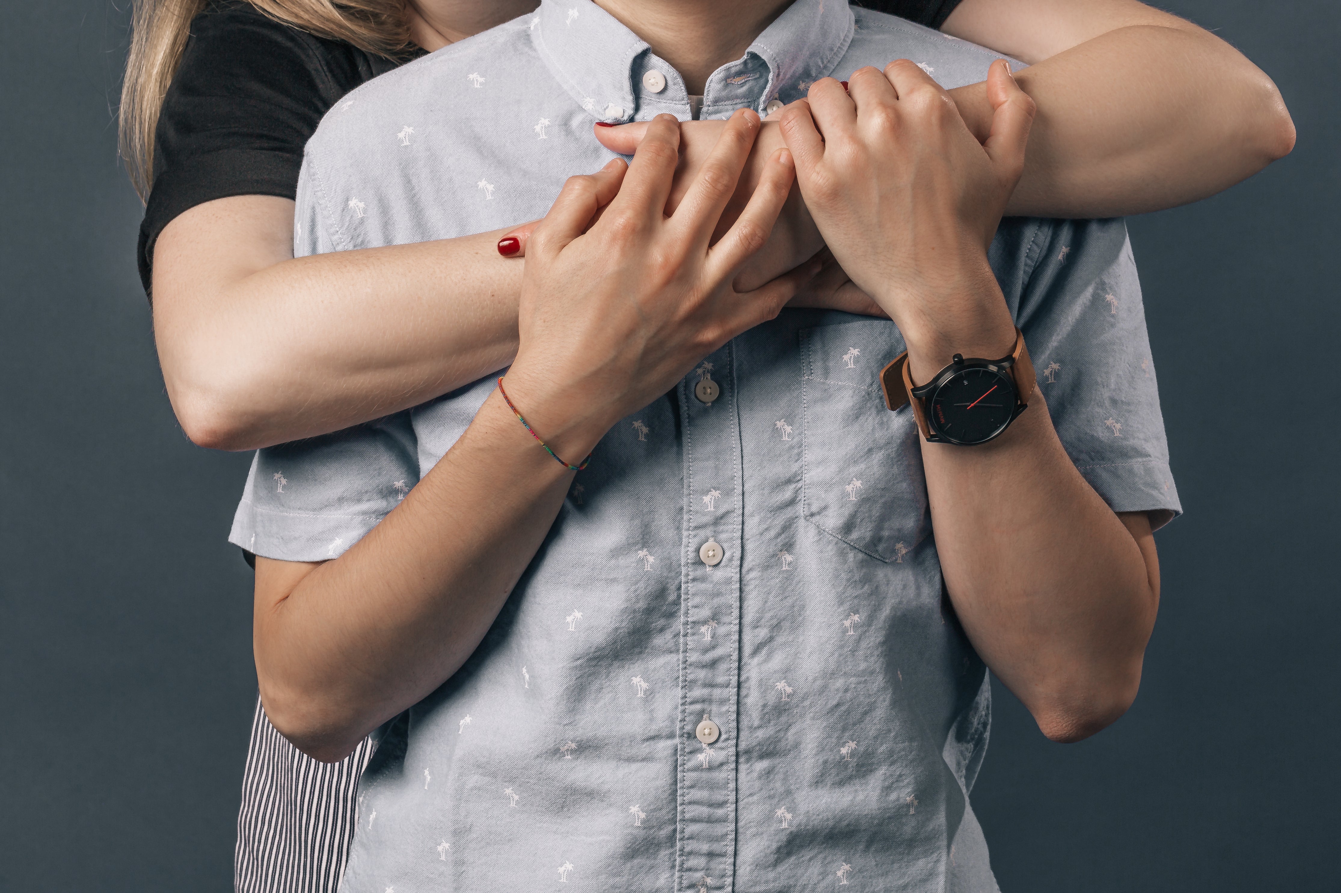 lovers embracing