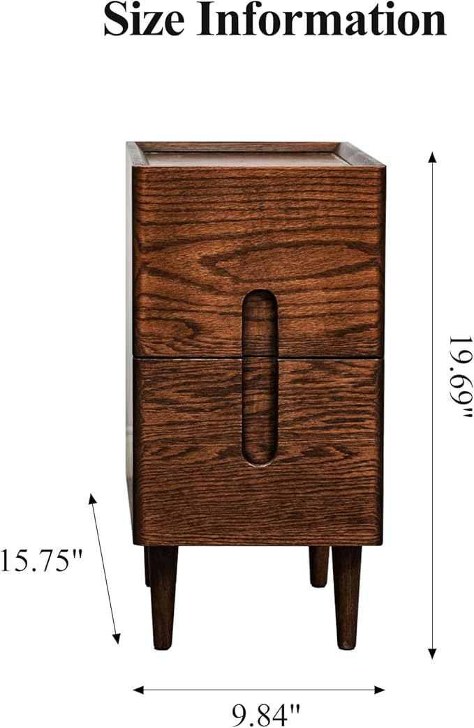 Narrow walnut nightstand – A stylish and functional furniture piece, perfect for any modern home.