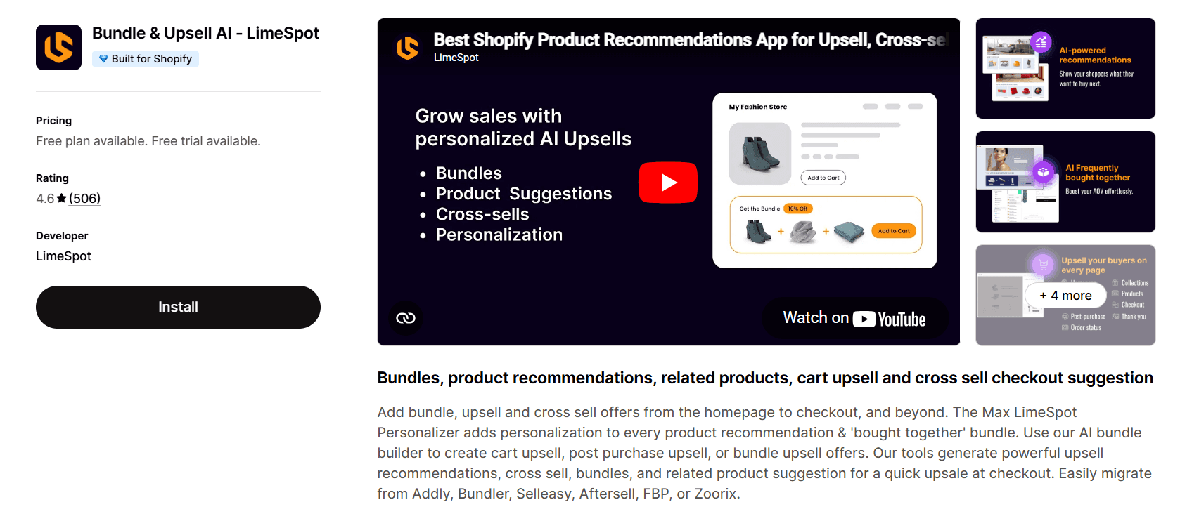 LimeSpot Personalizer in Shopify AppStore