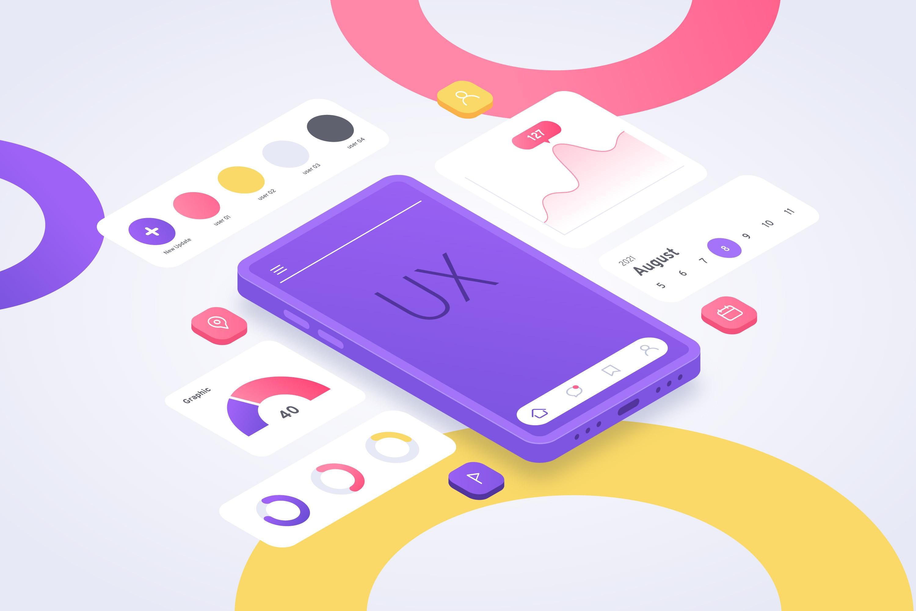 3D floating UI kit components