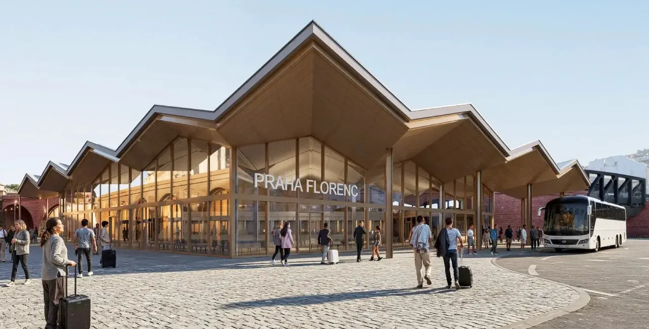 Proposed temporary terminal at Prague Florenc bus station