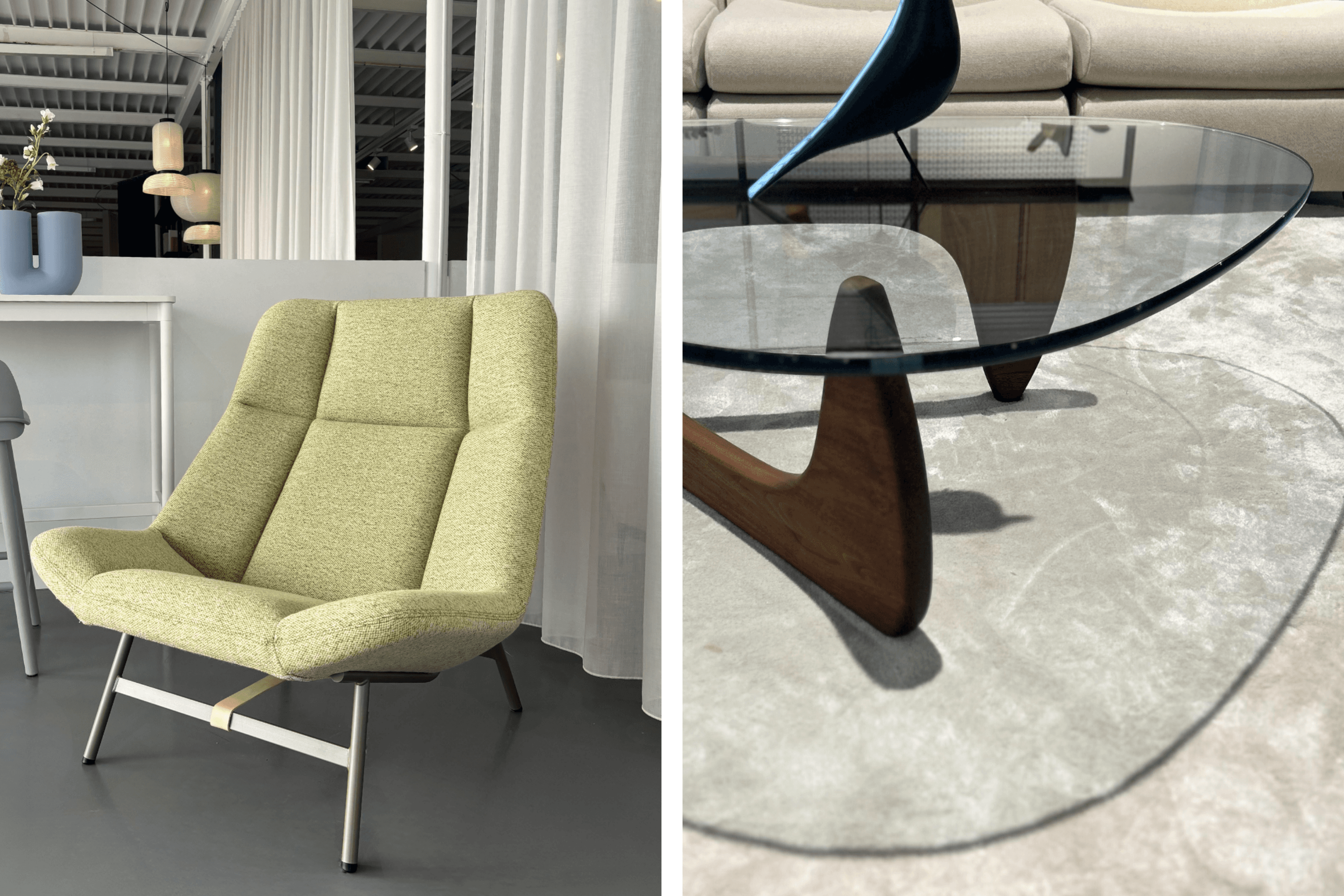 Artifort Soft facet - muuto kink & Vitra Noguchi salontafel- vitra bird