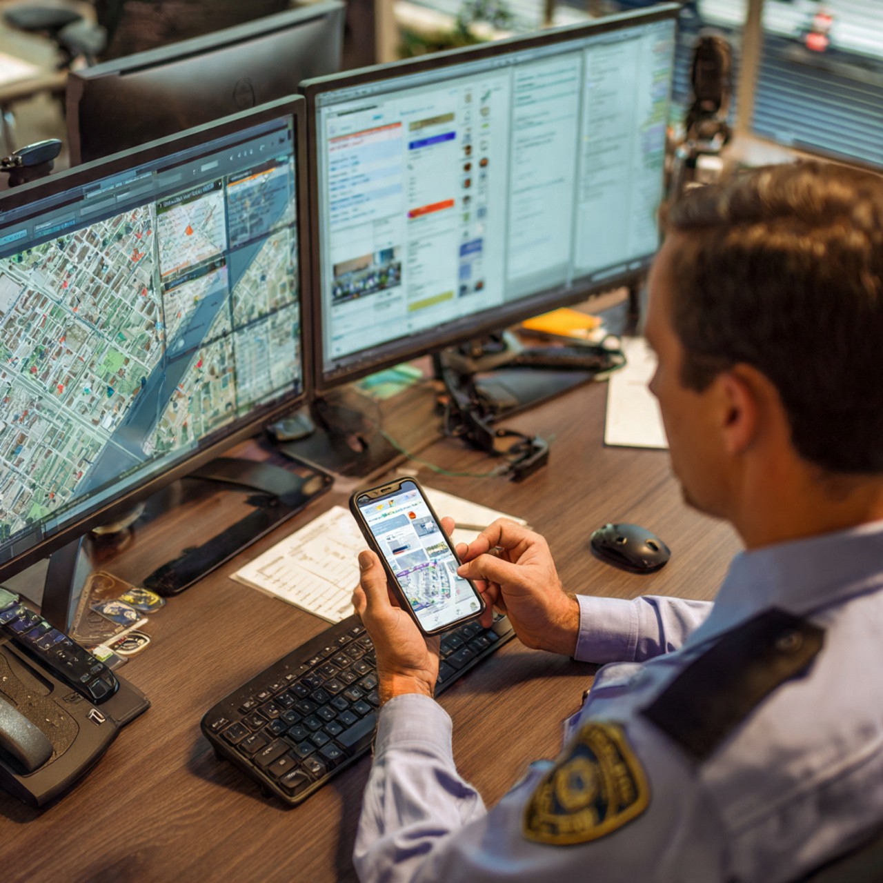 Man using Tyros® mobile app to report an incident in real time for security and operational management