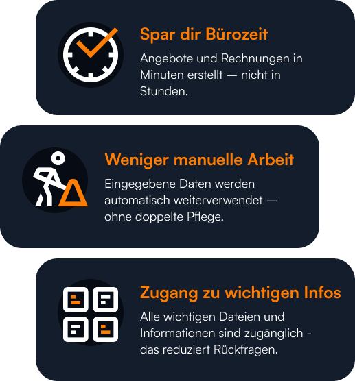 Aufgelistete Vorteile einer individuellen Handwerkersoftware