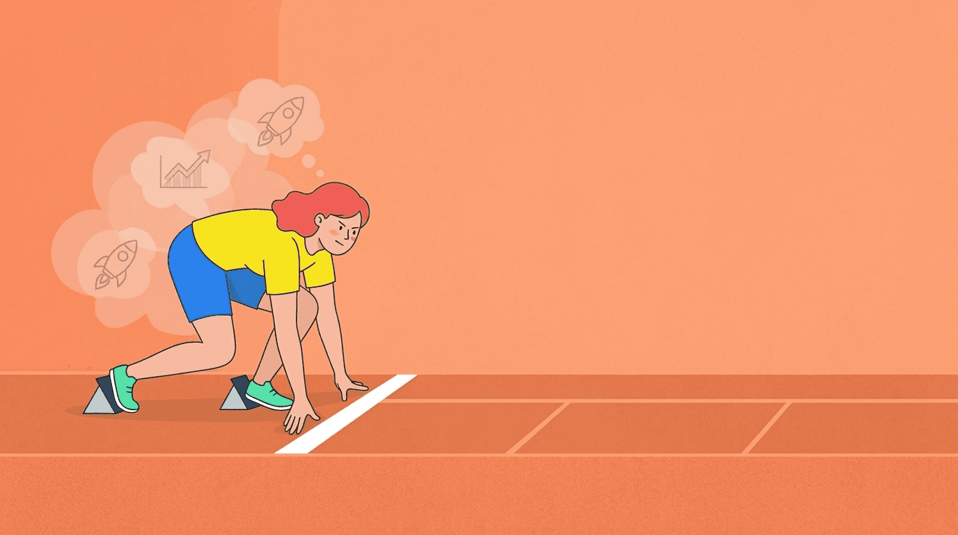 A woman stuck at the starting line