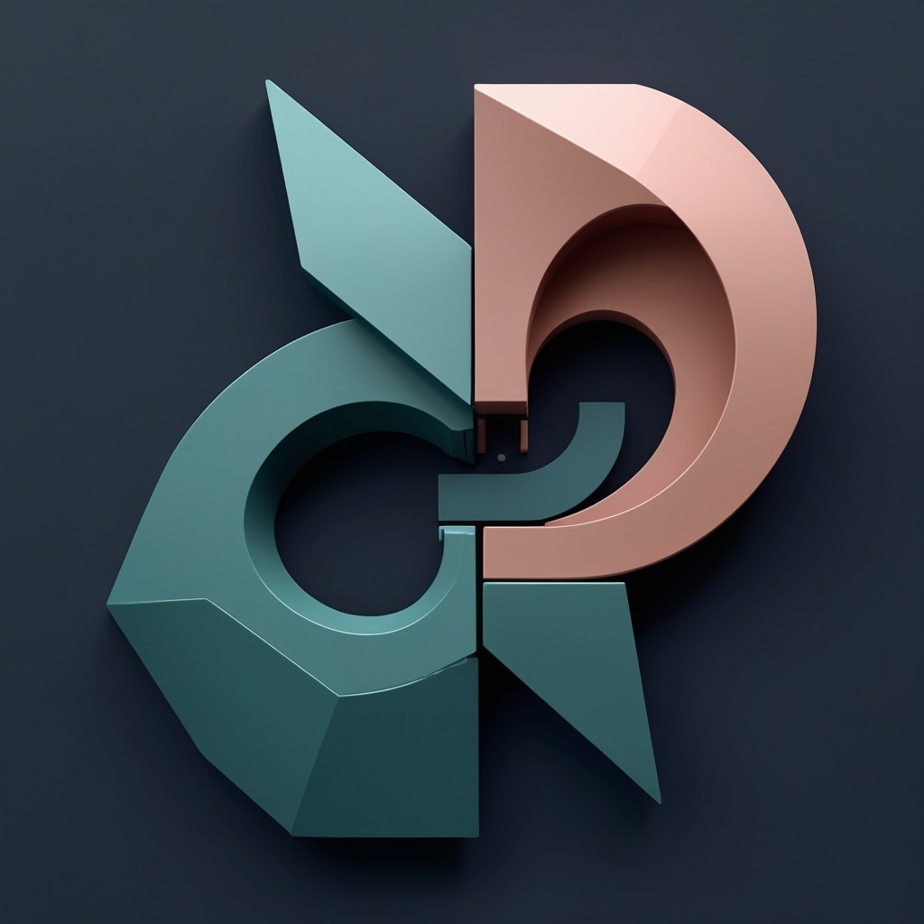 Abstract geometric composition showing two interlocking shapes