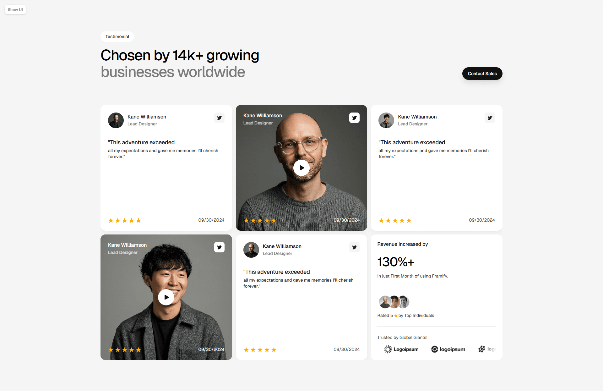 Framer Testimonial Section Component