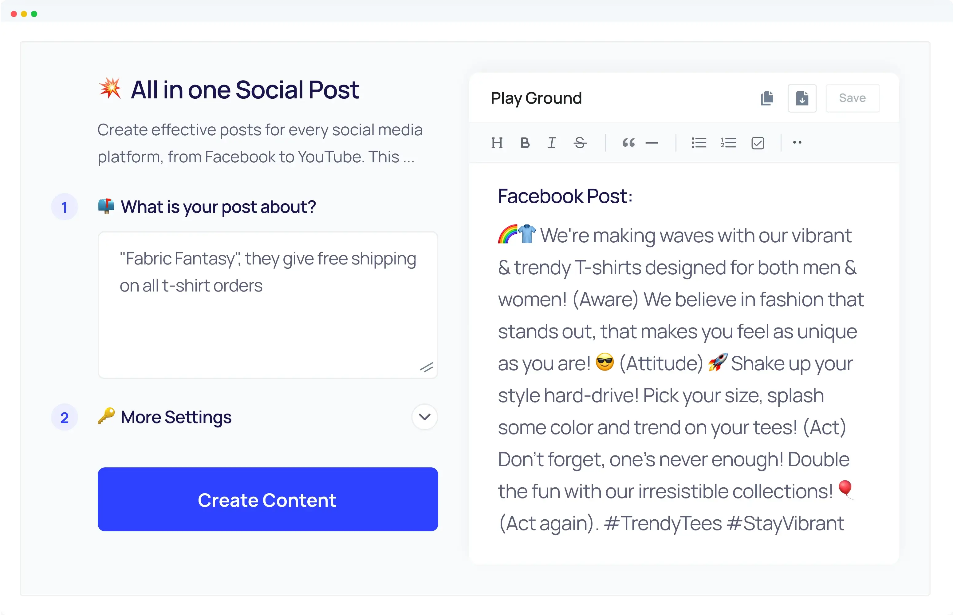 Social Media Post Generator Example - 4