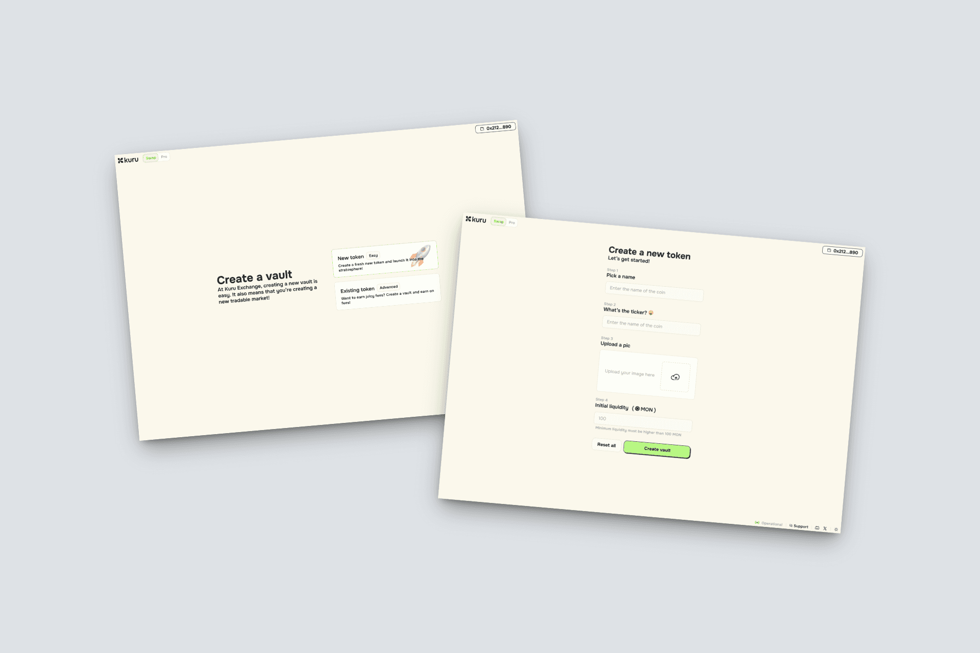 Token create, light mode