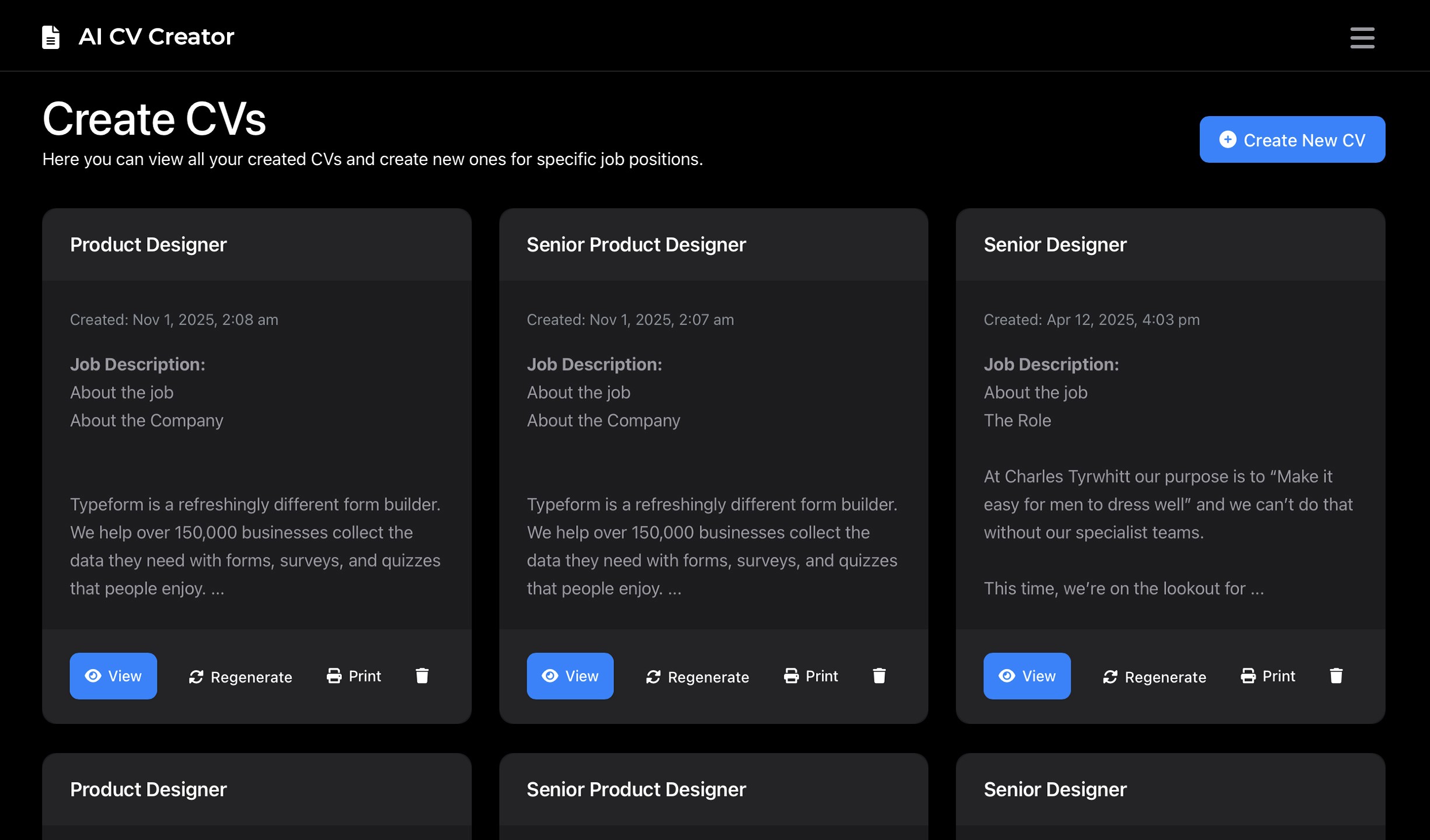 AI CV Creator - Create CVs