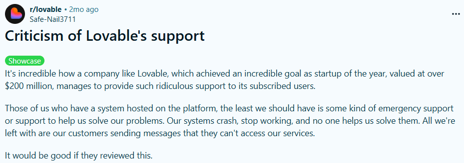 Lovable challenges Unstable AI Outputs and Workflow Interruptions