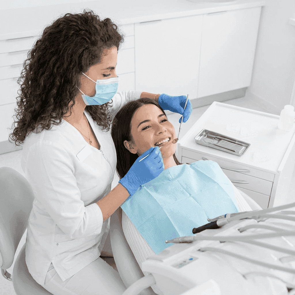 طبيبة الأسنان بمركز إنفزلاين الطبي تُجري جلسة توريد اللثة لإحدى عميلاتنا باستخدام تقنيات متطورة تضمن الراحة التامة وتجربة خالية من الألم.