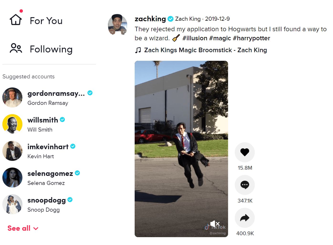 Zach King on TikTok
