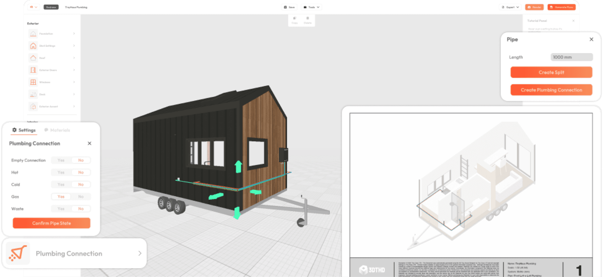 3D Tiny House Design Software - Tiny House Plumbing Tool for Tiny Homes