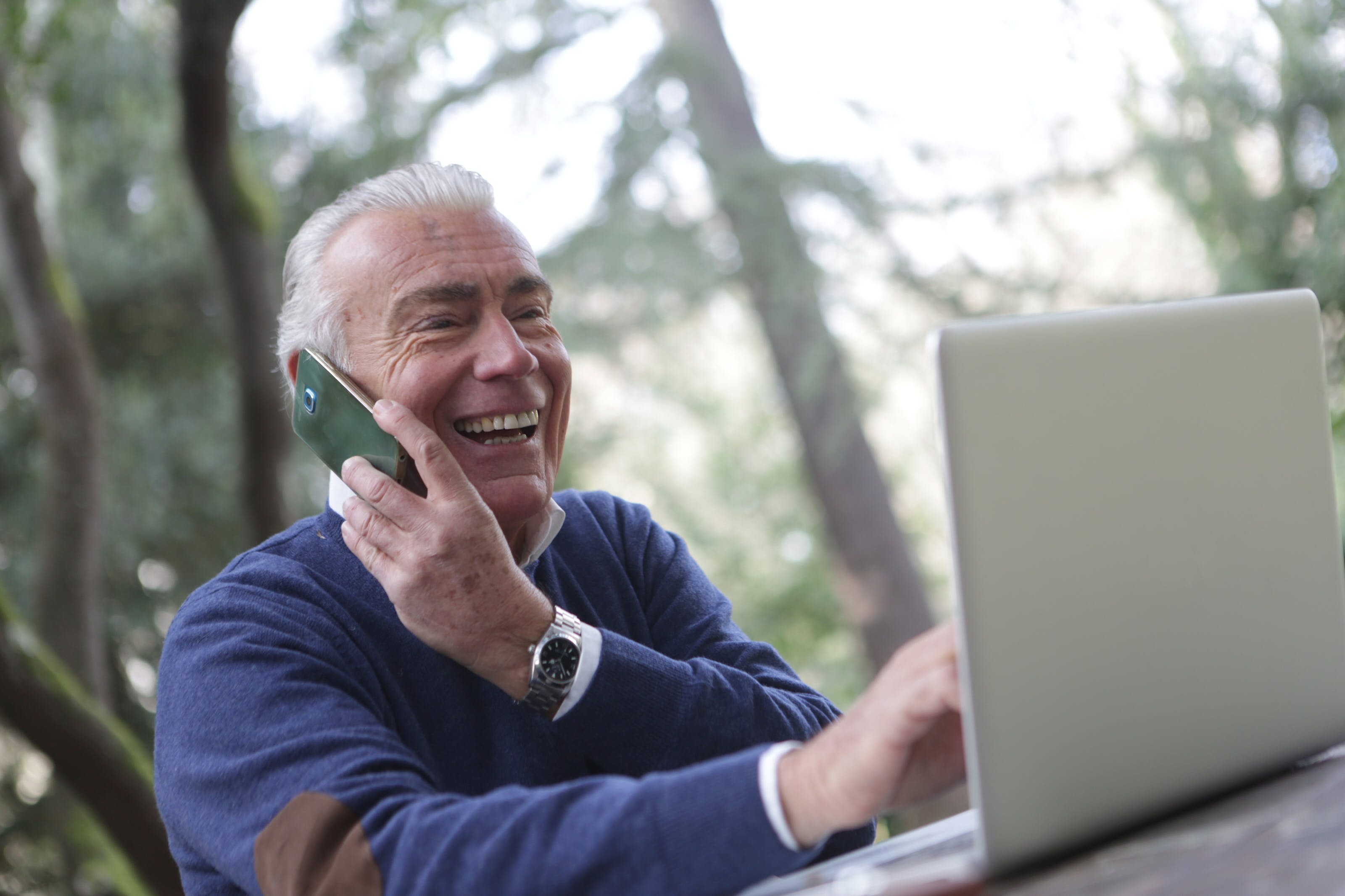 Businessman receiving a cold email success news