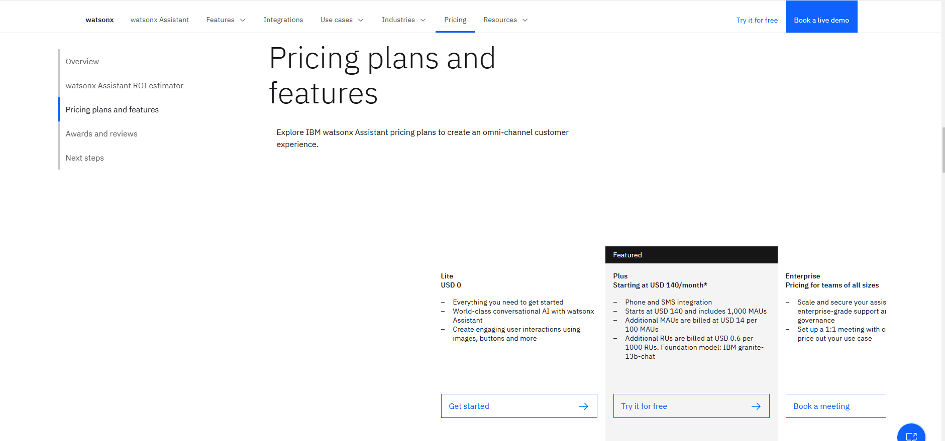 Watsonx pricing Model