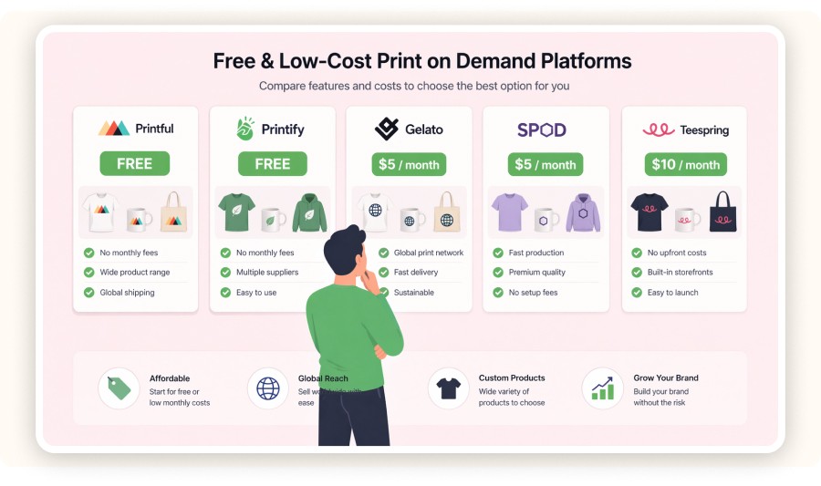 Man surrounded by free platform