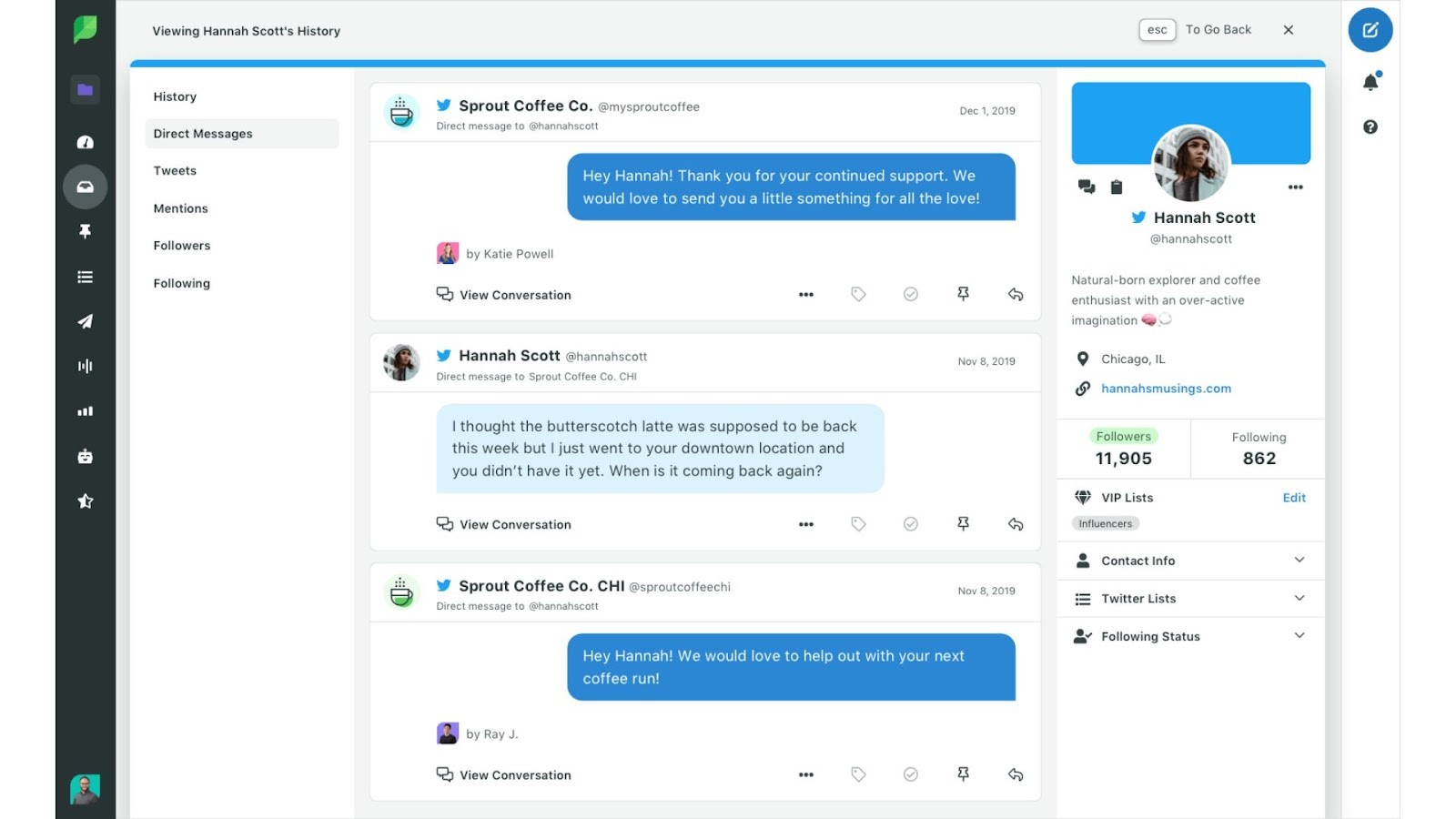Sprout Social's customer engagement and social messaging interface