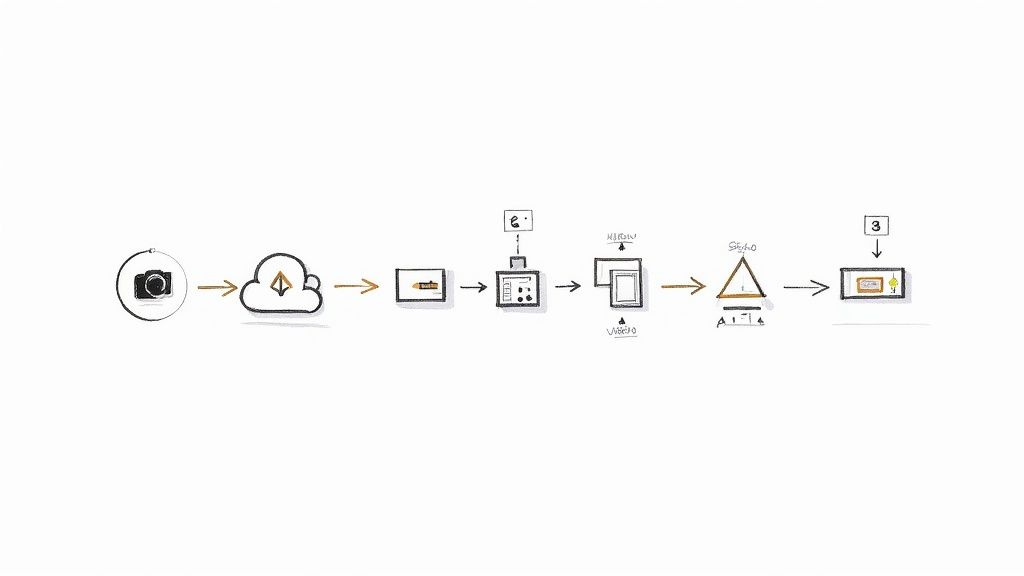 Workflow diagram illustrating steps from image capture to final rendering output.