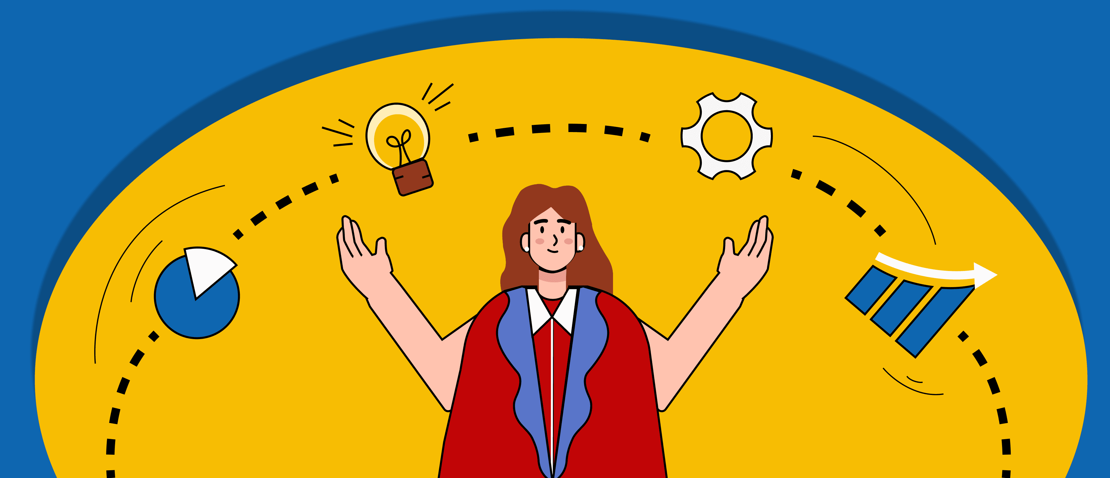 Illustration representing a B2B retention and growth service, focused on customer engagement, feedback, and long-term value.