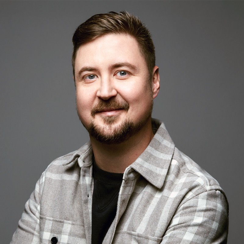 man in black button-up shirt