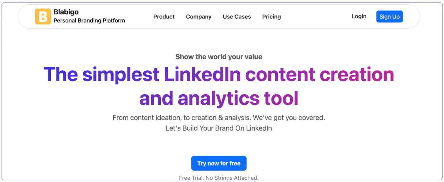 Page d'accueil de Blabigo