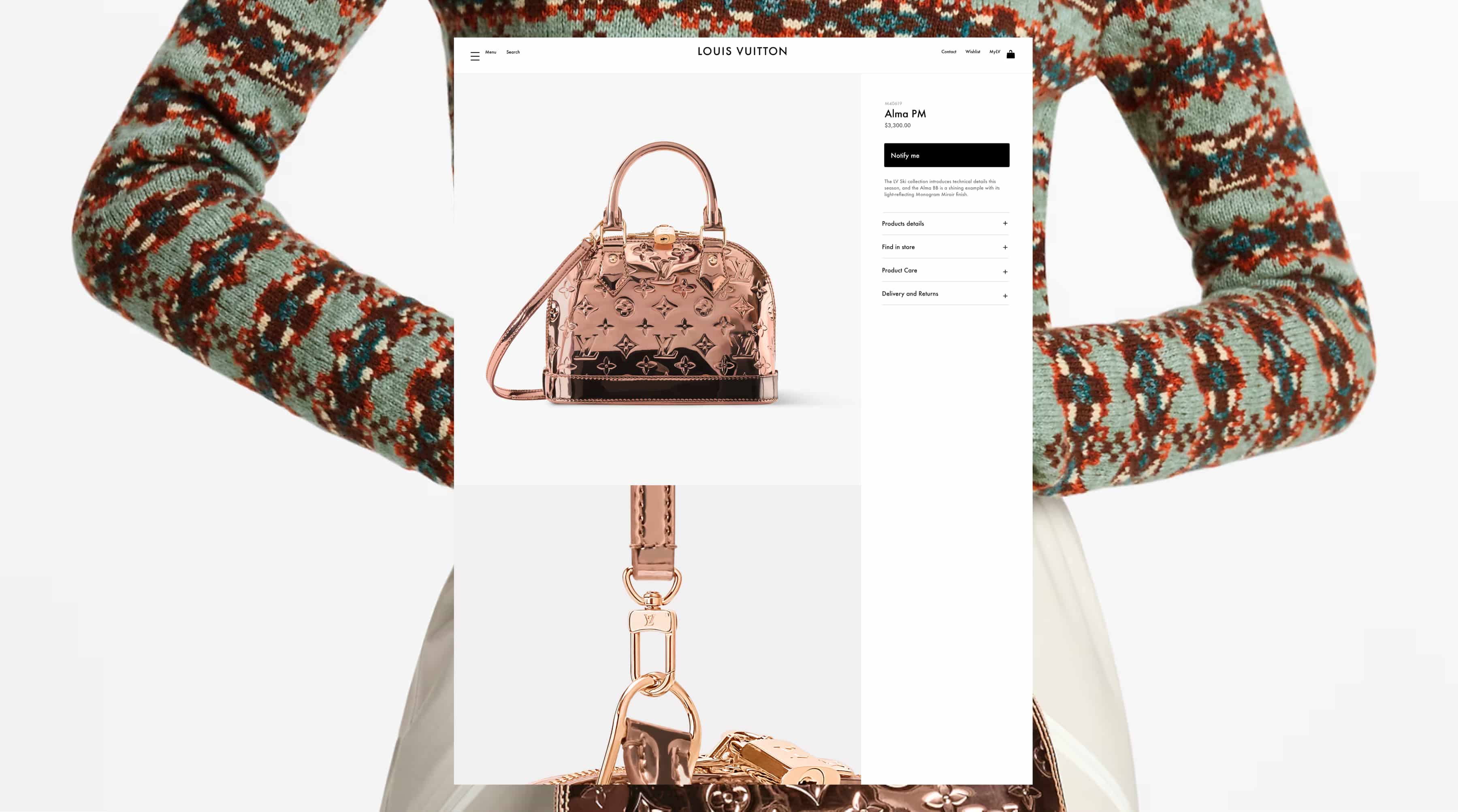 Product page from the Louis Vuitton website