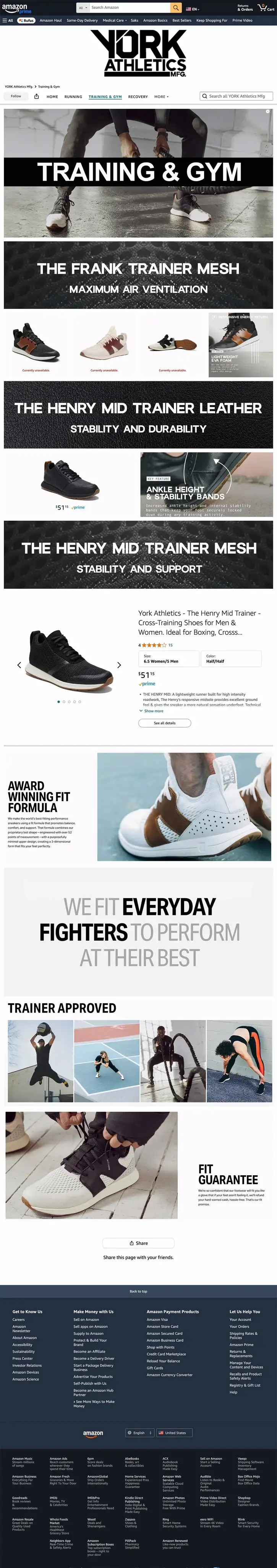 York Athletics Lifestyle Amazon Collection Page