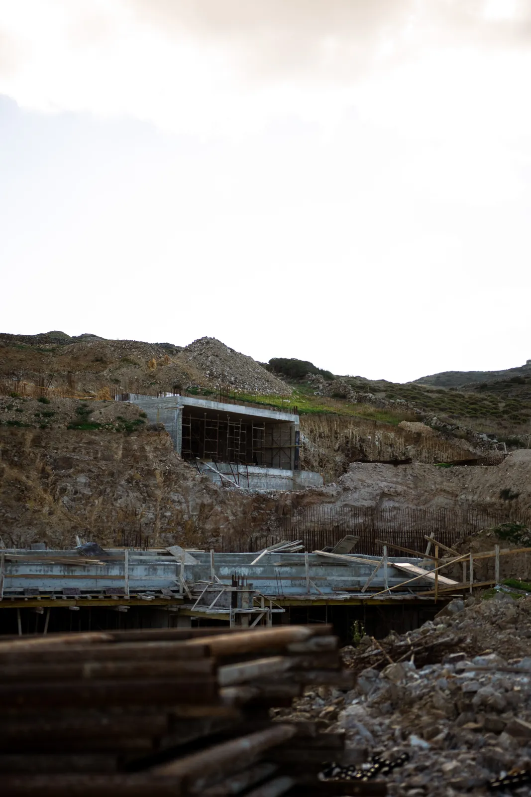 The structure, set into the landscape.