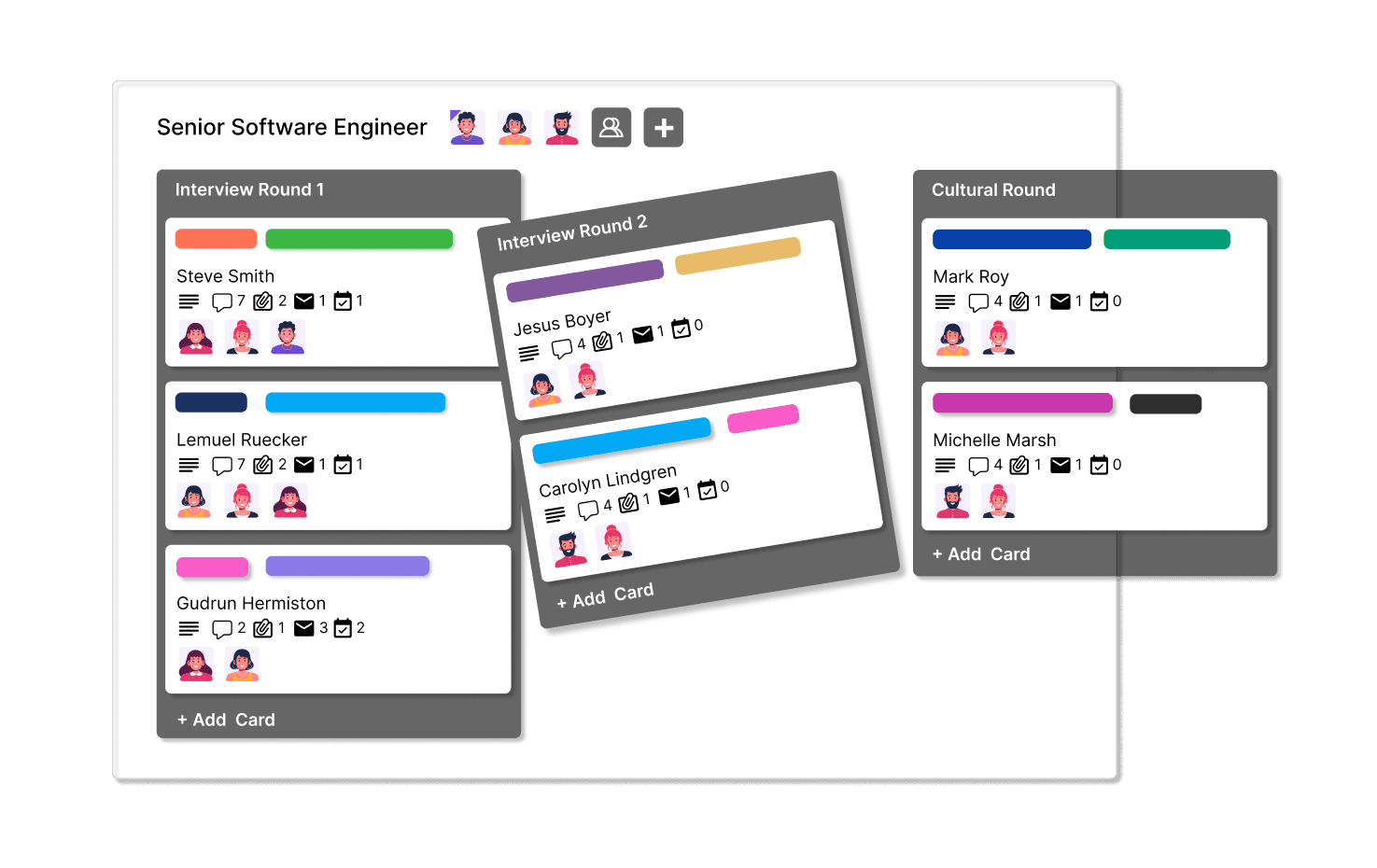 Kanban Board View in Tacitbase's Applicant Tracking System