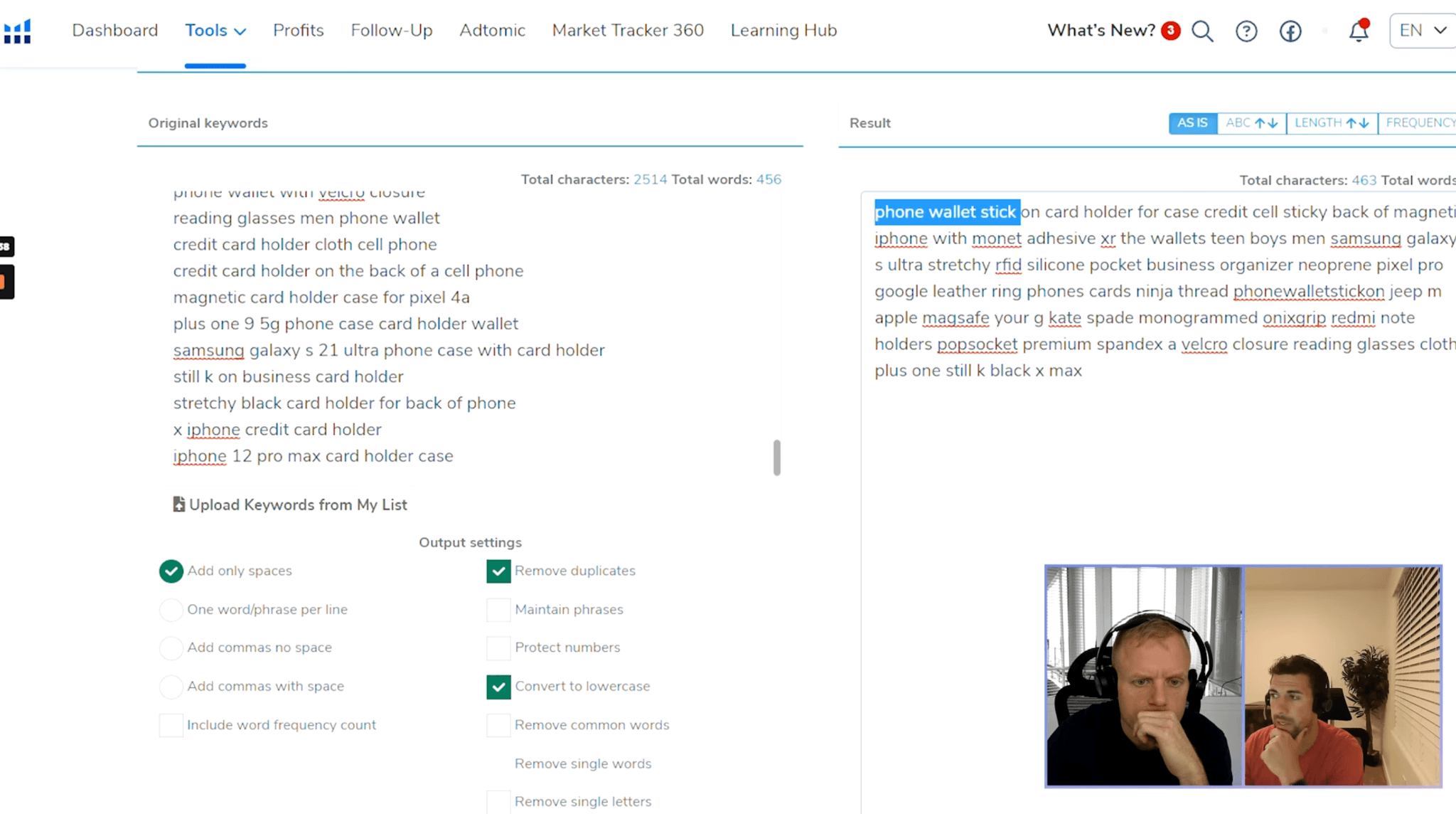 Master keyword list for Amazon Backend Search terms optimization workflow