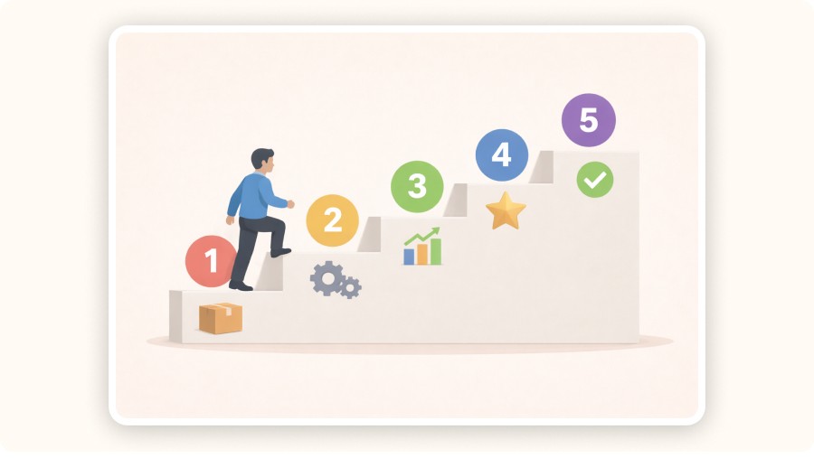 Person climbing stairs