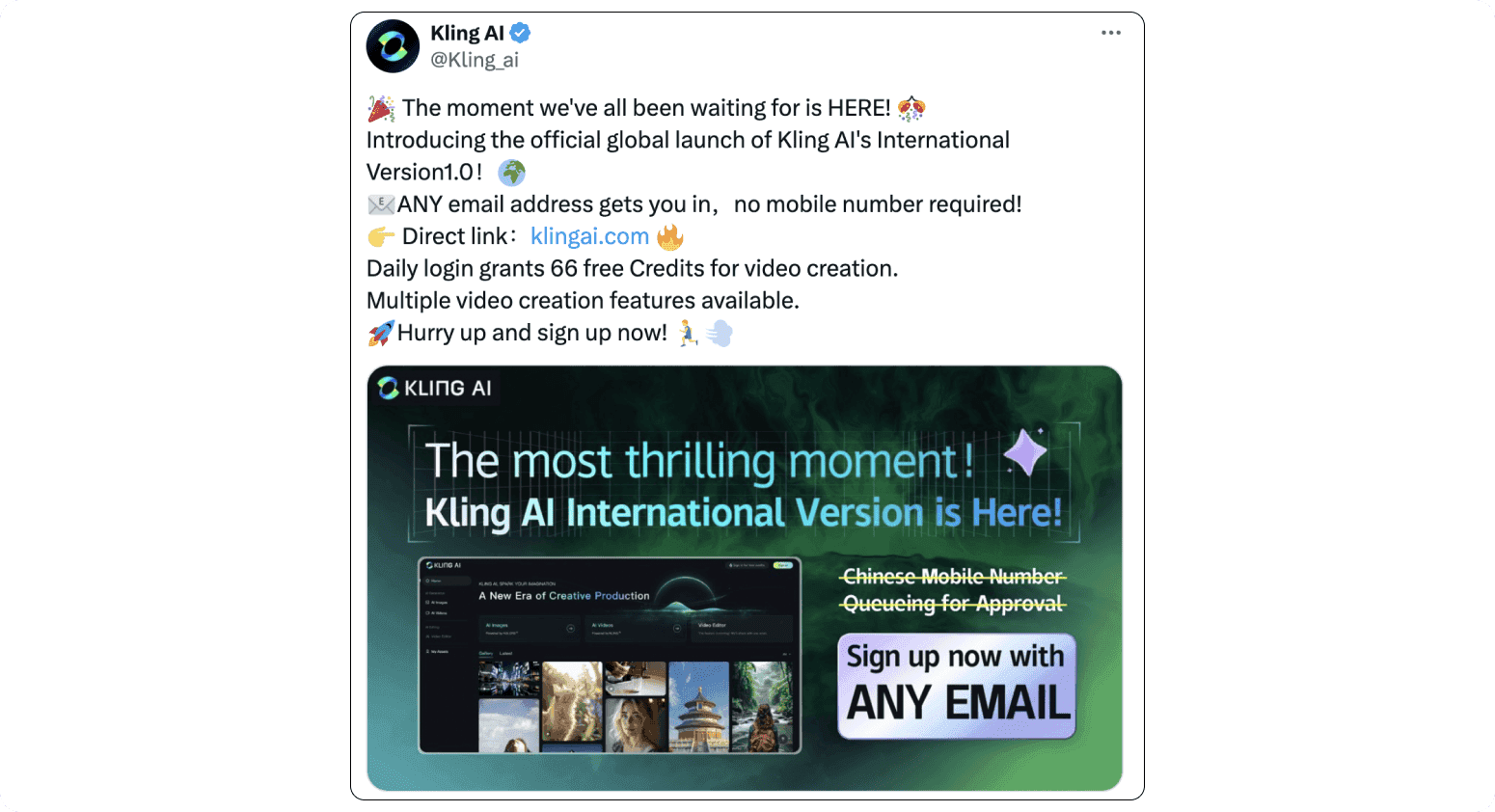 Kling AI announcement